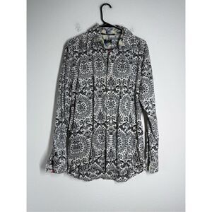 RAER Men’s Cotton Button Down Shirt Long Sleeve Floral Print Size M Made in Ital